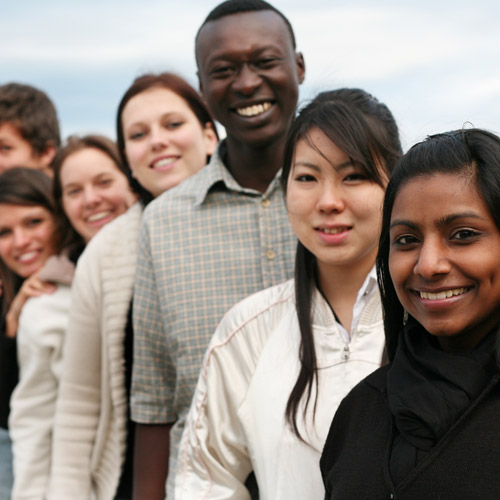 Group of young students from around the world